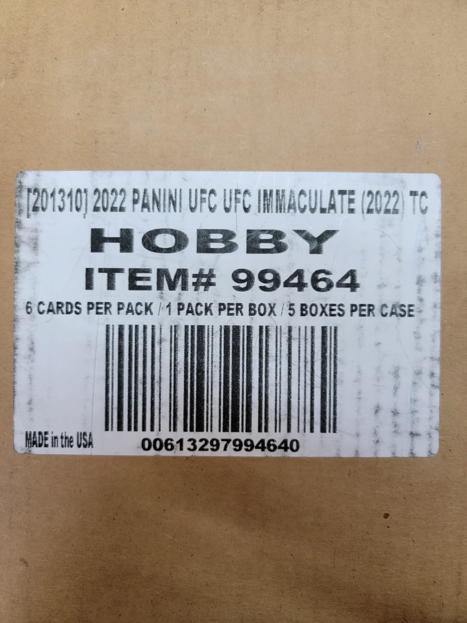 2022 Panini Immaculate UFC Hobby Case